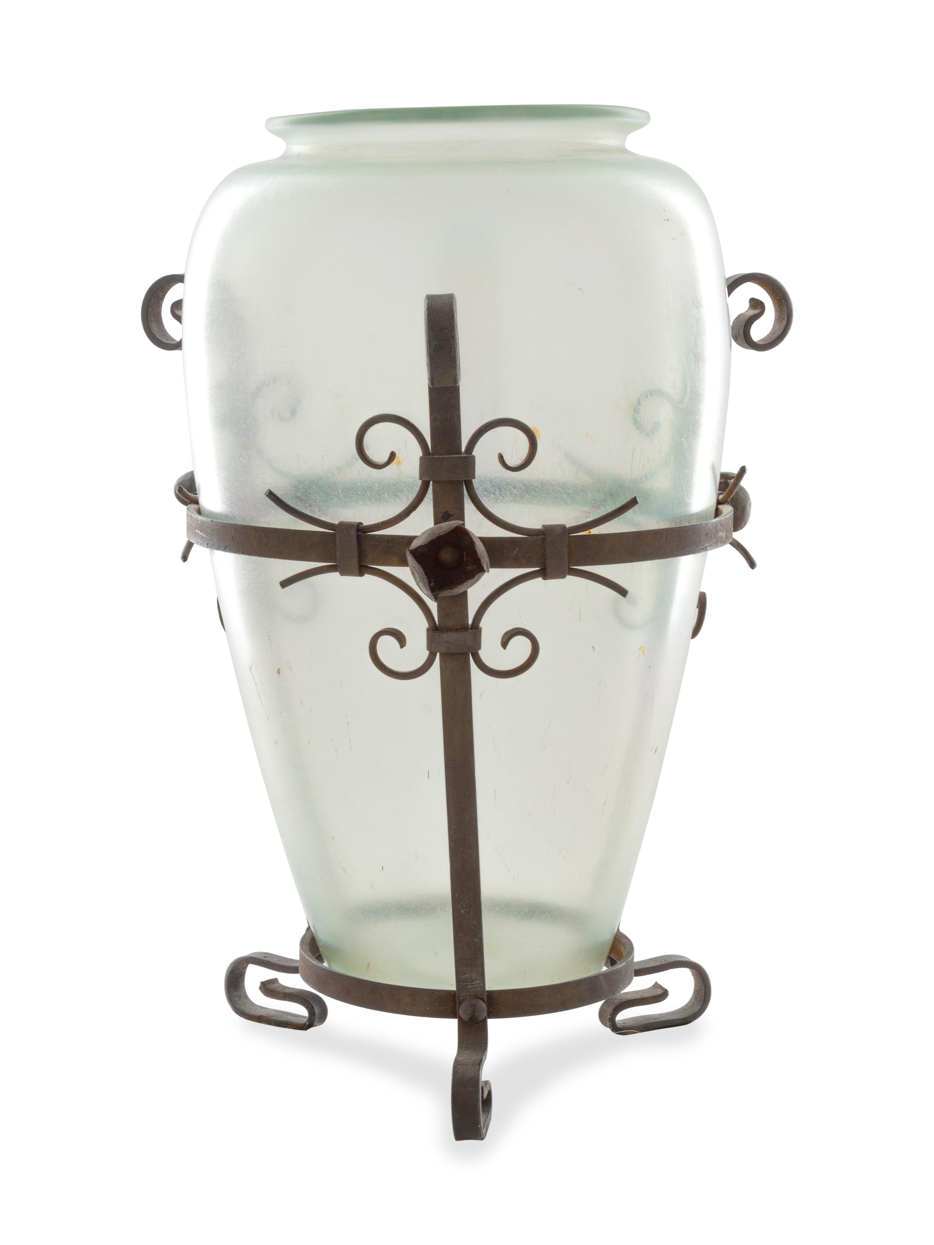 An Iron Mounted Vase