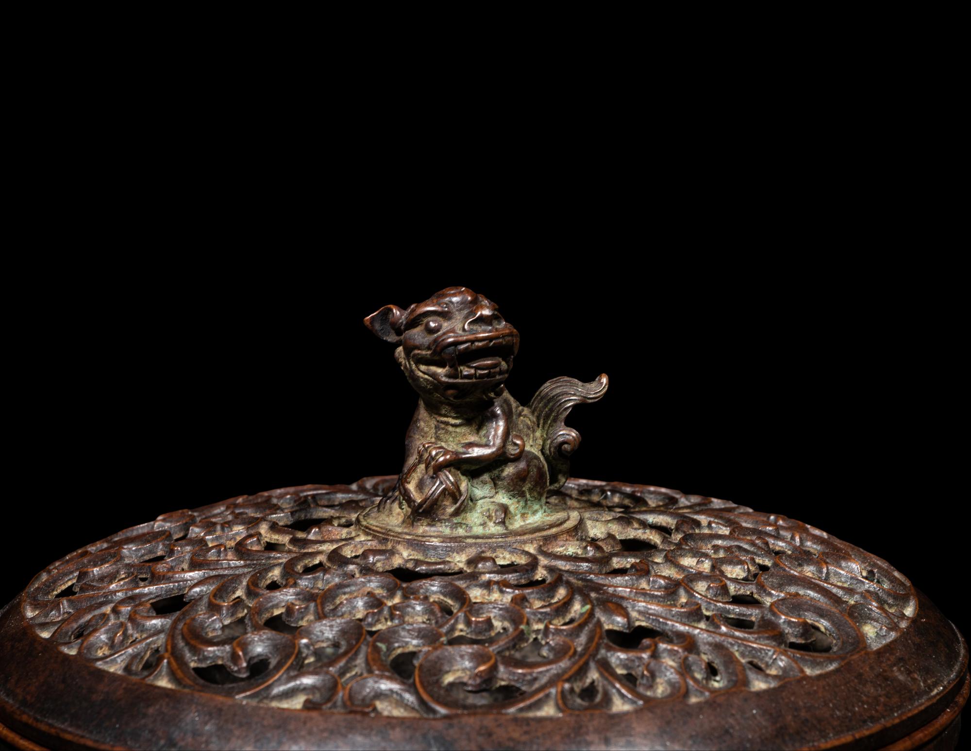 Two Chinese Bronze Incense Burners and Covers