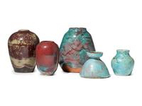 Five Jugtown Pottery Vessels