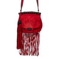 Gucci, Red Suede Nouveau Fringe Shoulder Bag