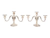 A Pair of Gorham Silver Three-Light Candelabras