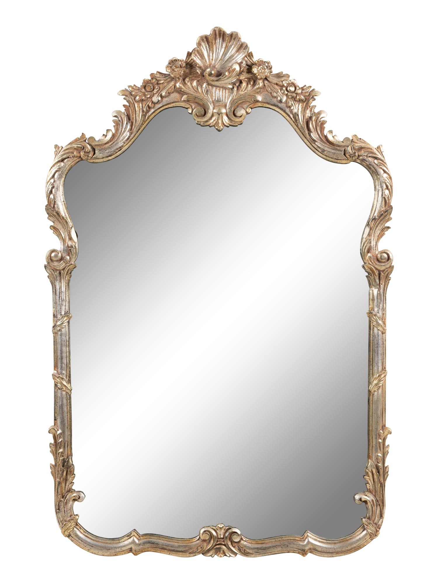 A Baroque Style Silvered Wood Mirror