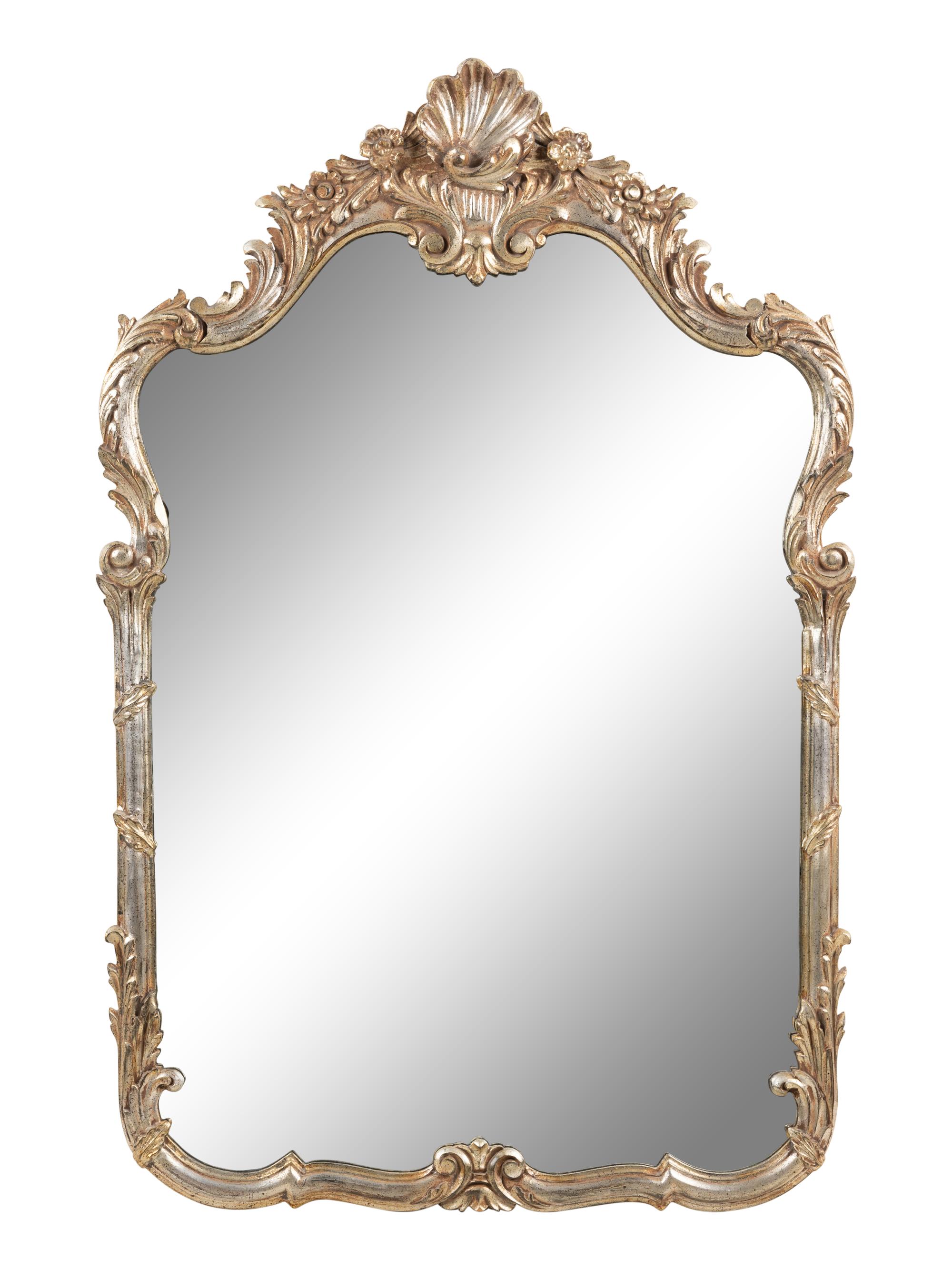 A Baroque Style Silvered Wood Mirror