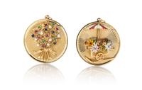 A Collection 14 Karat Yellow Gold, Multi Gem Flower Charms, 19.60 dwts.