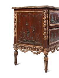 A Piedmontese Painted and Parcel Gilt Commode