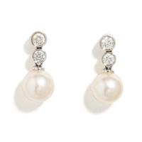 DIAMOND AND CULTURED PEARL EARRINGS