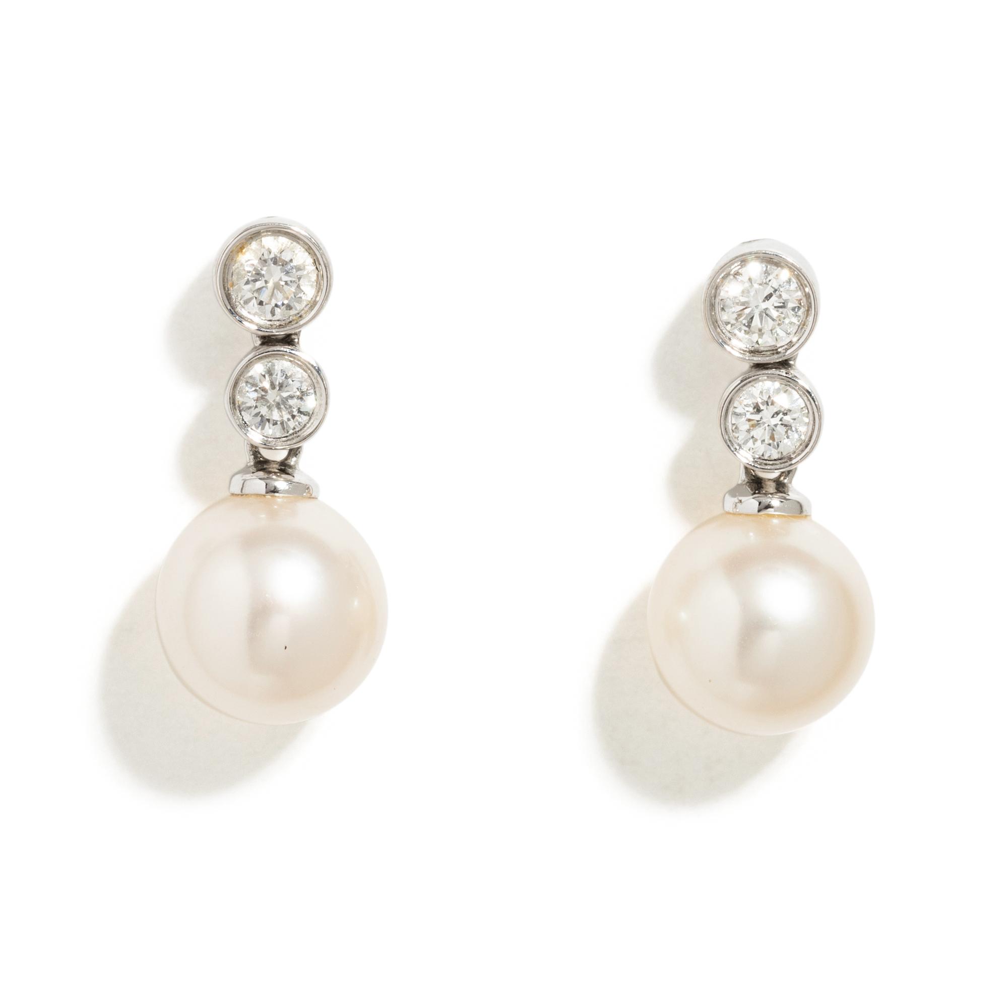DIAMOND AND CULTURED PEARL EARRINGS
