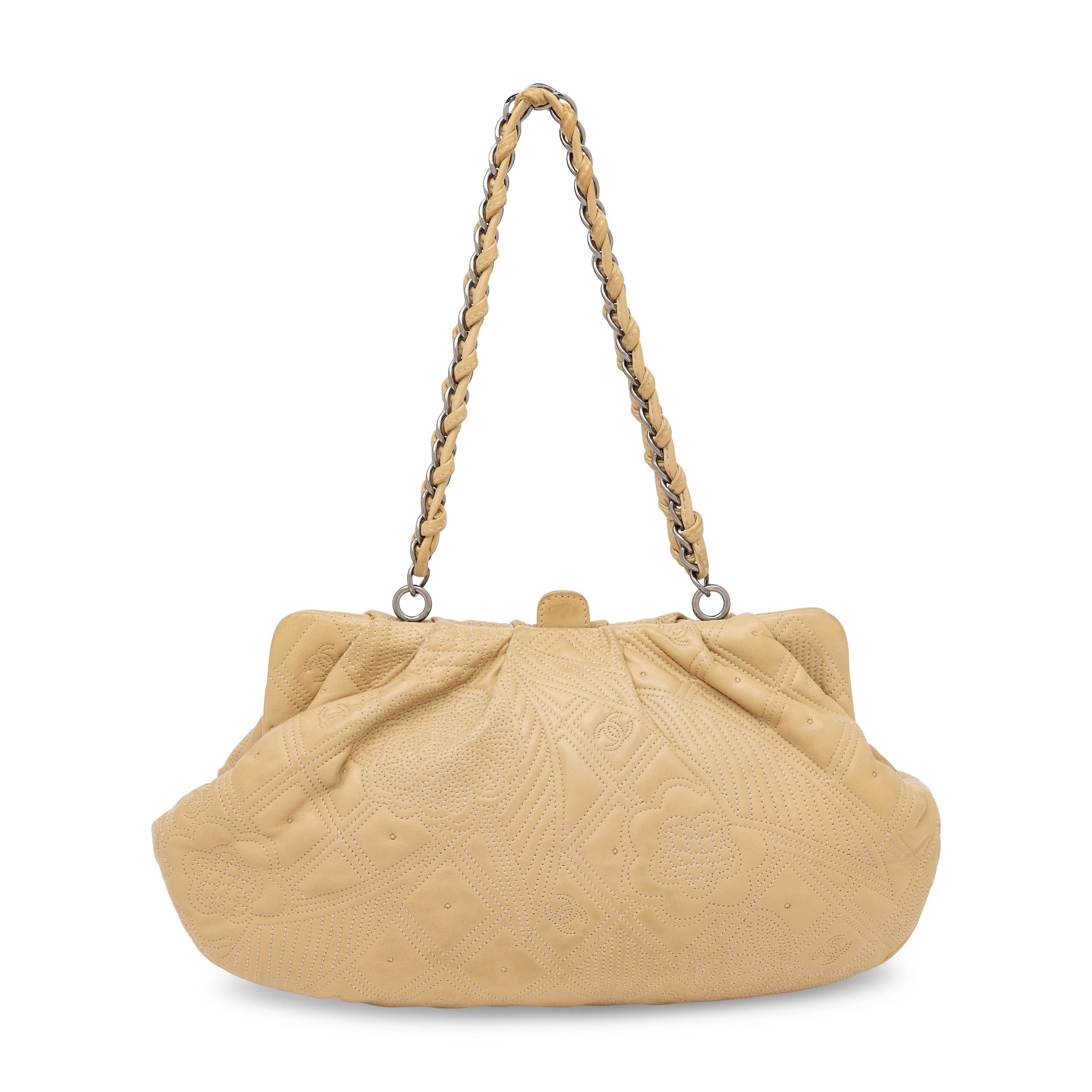 Chanel, Hobo Bag in Quilted Beige Lambskin Leather