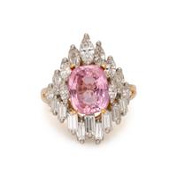 PADPARADSCHA SAPPHIRE AND DIAMOND RING
