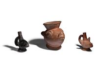 Three Peruvian Llama-Head Vessels