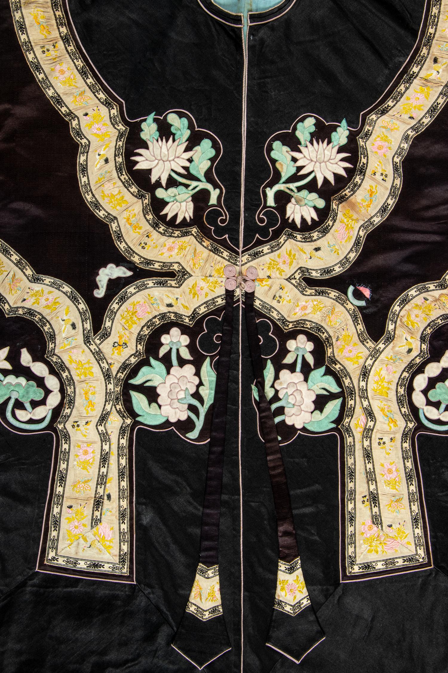 Two Chinese Embroidered Silk Lady's Robes