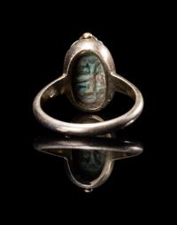 An Egyptian Faience Scarab Ring