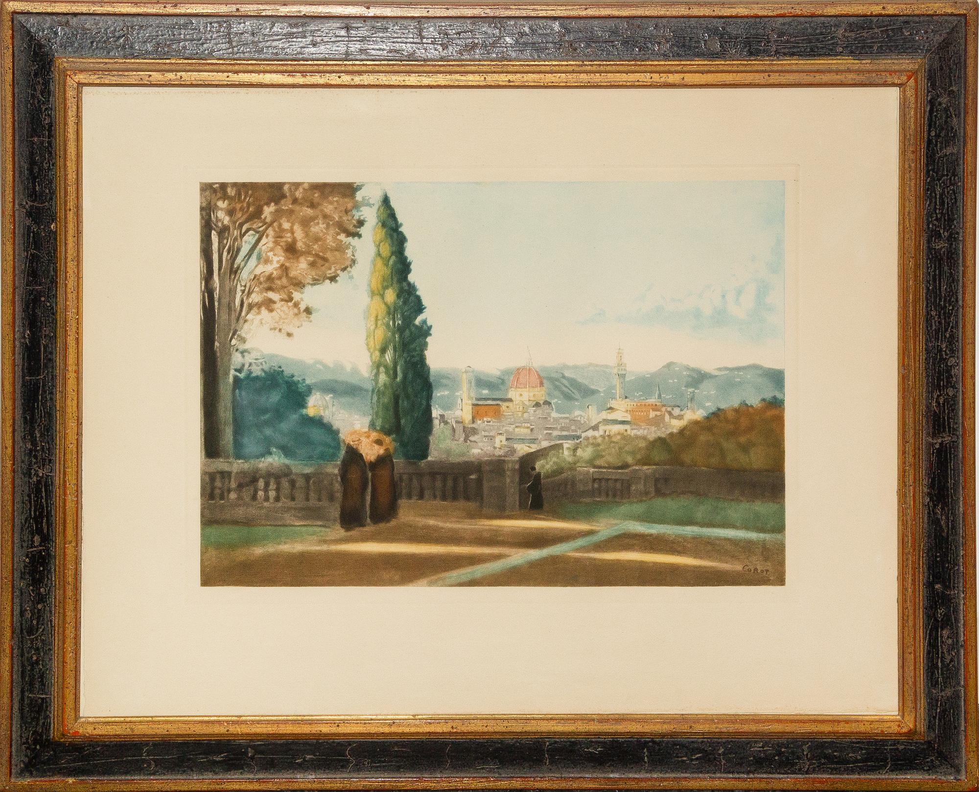 After Jean-Baptiste-Camille Corot, (French, 1796-1875), Vue de Florence depuis le jardin de Boboli