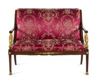 An Empire Gilt Bronze Mounted Mahogany Settee