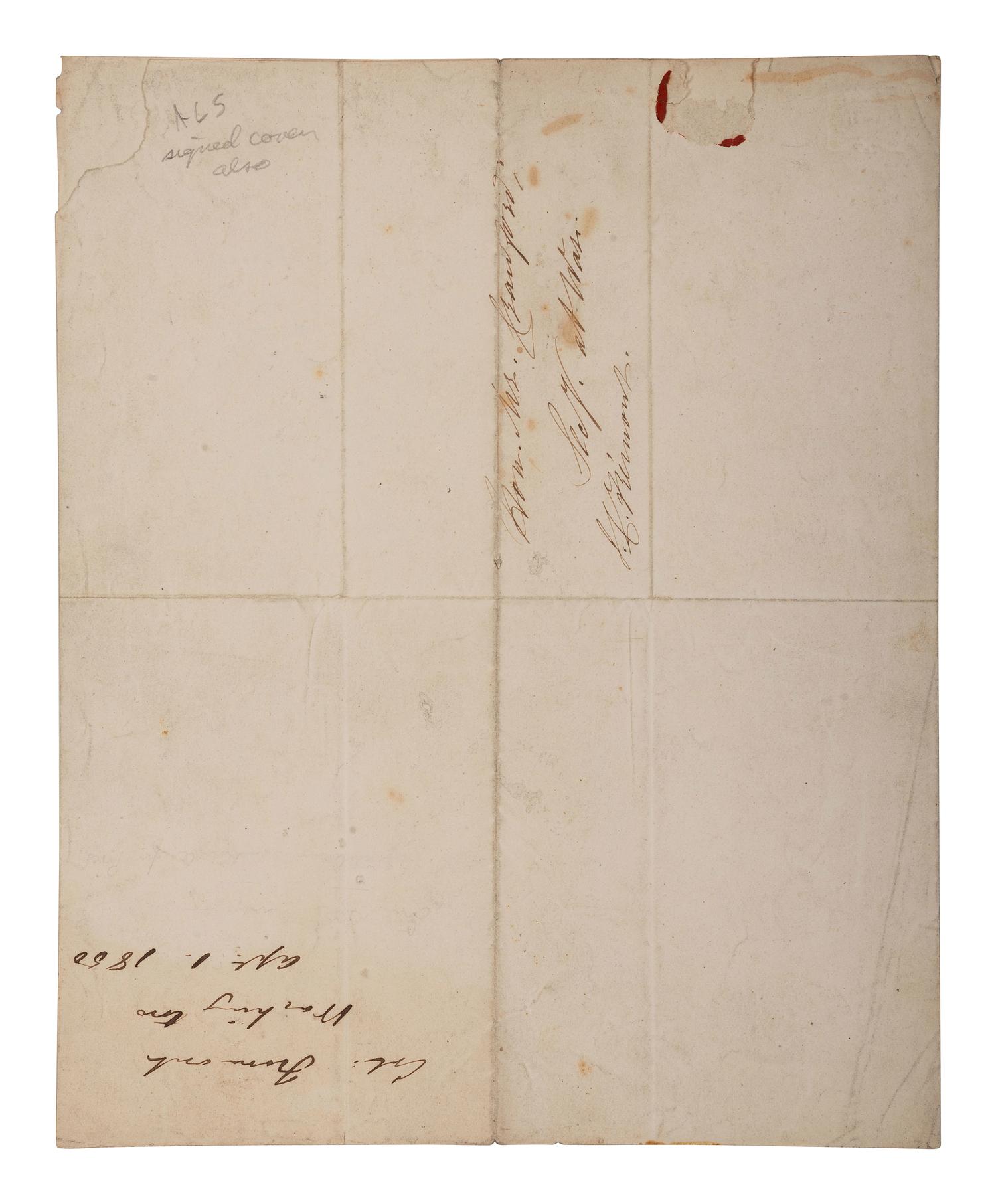 [POLITICS]. 3 letters signed by John FREMONT, Simon CAMERON, and Edwin STANTON.