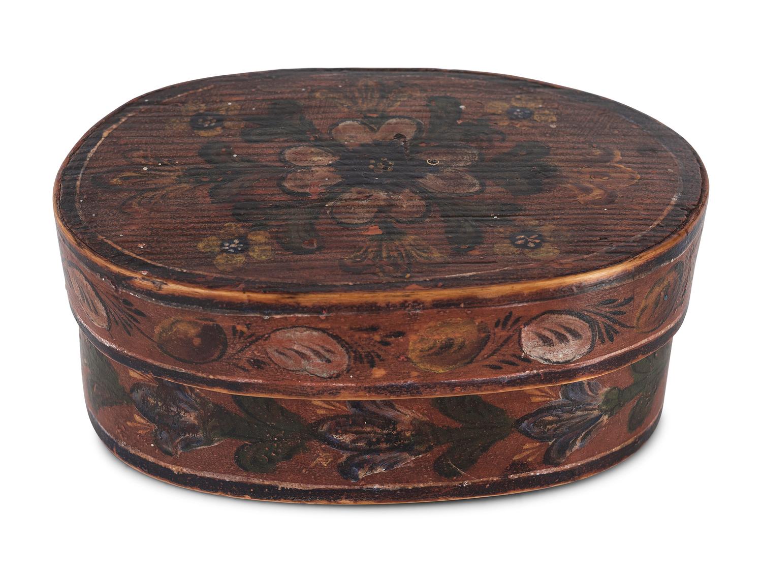 A Shaker Style Paint Decorated Oval Box