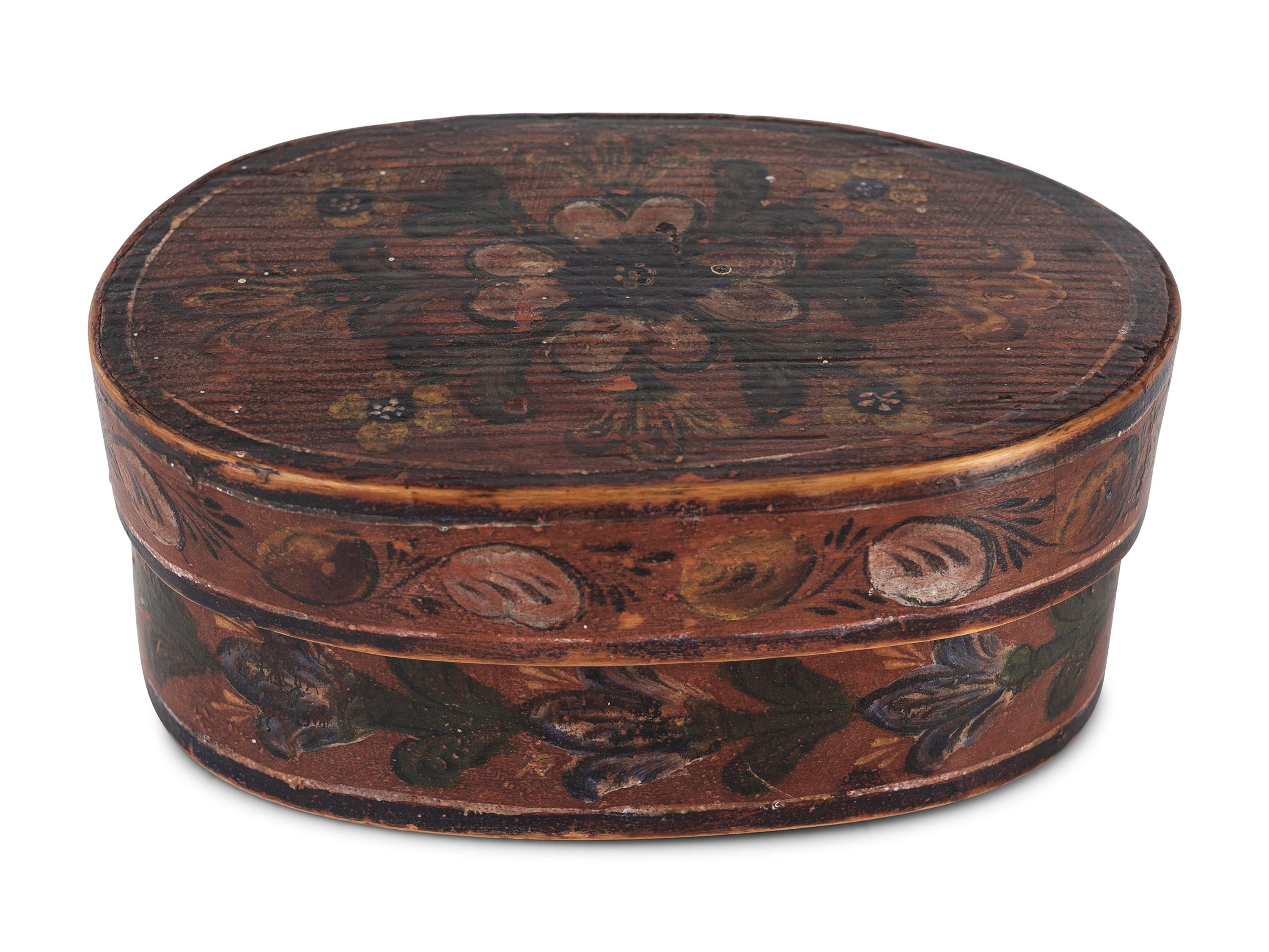 A Shaker Style Paint Decorated Oval Box