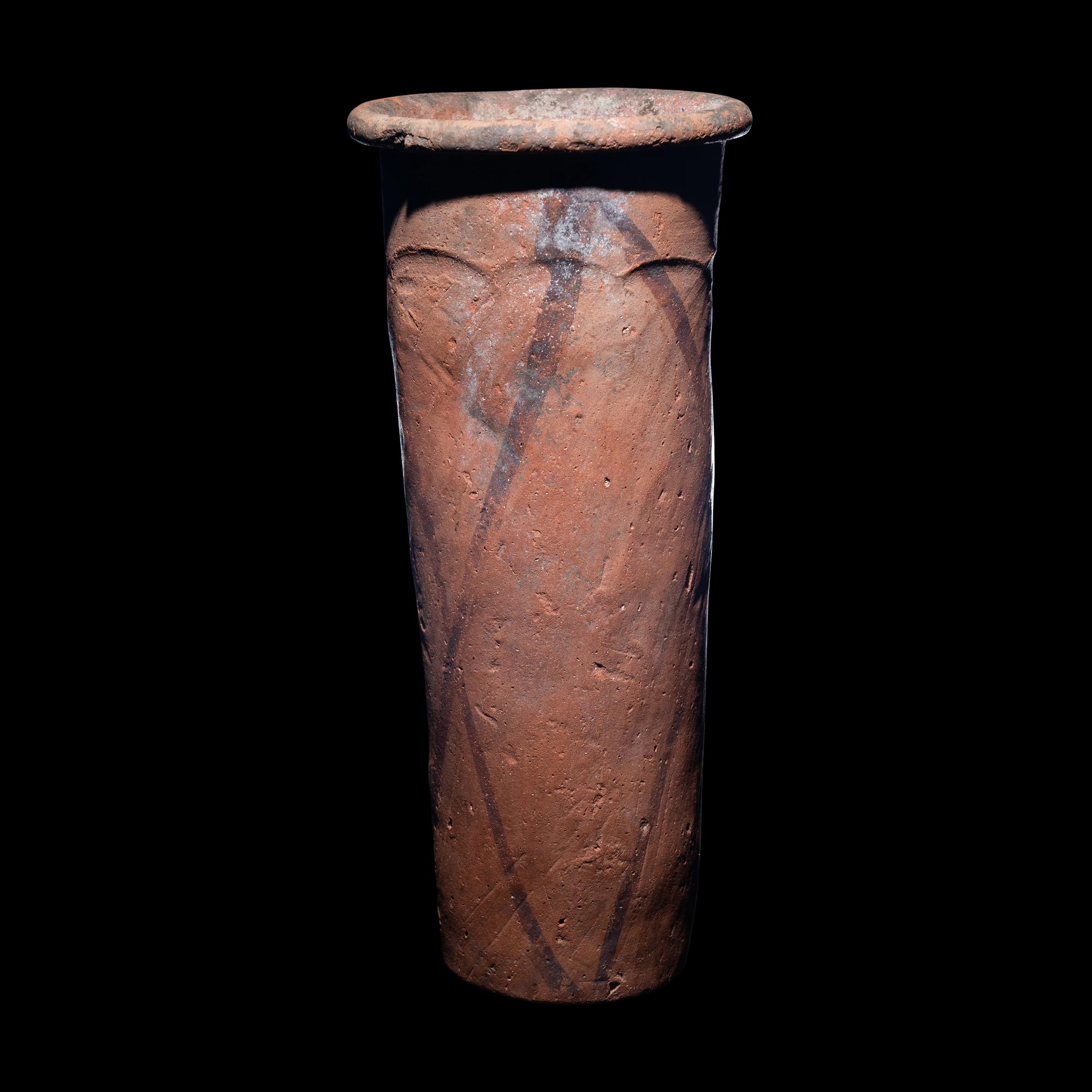 An Egyptian Painted Terracotta Cylinder Jar