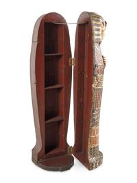A Continental Carved and Painted Wood Sarcophagus-Form Bar Cabinet
