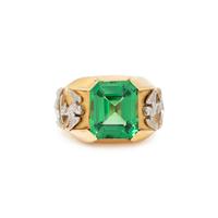 JULIUS COHEN, BICOLOR GOLD AND TSAVORITE GARNET RING