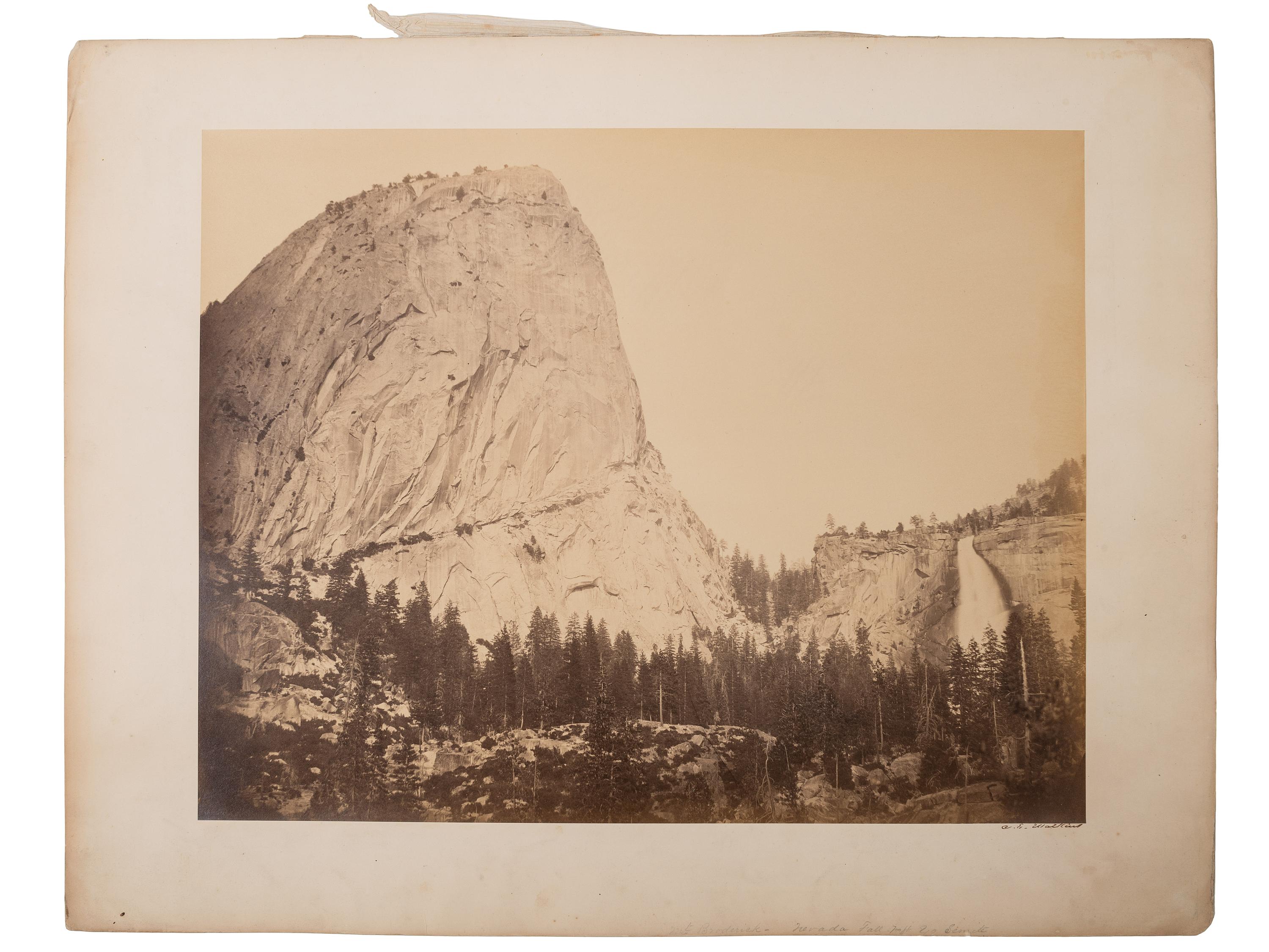 [WESTERN AMERICANA]. WATKINS, Carleton (1829-1916). Mt. Broderick and Nevada Fall. 700 ft. Yosemite. 1861.