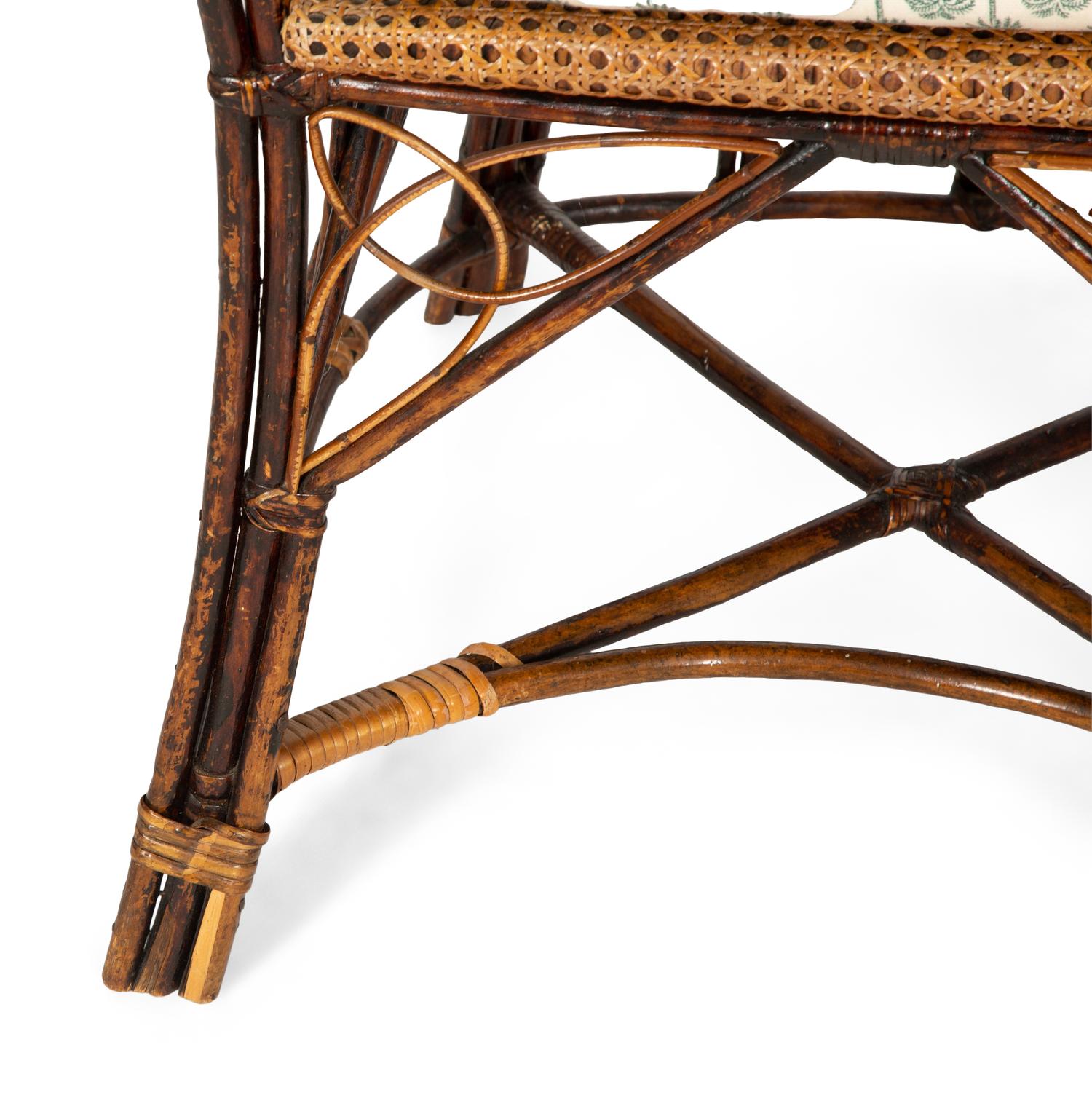 A Gothic Design Rattan Settee and Pair of Armchairs