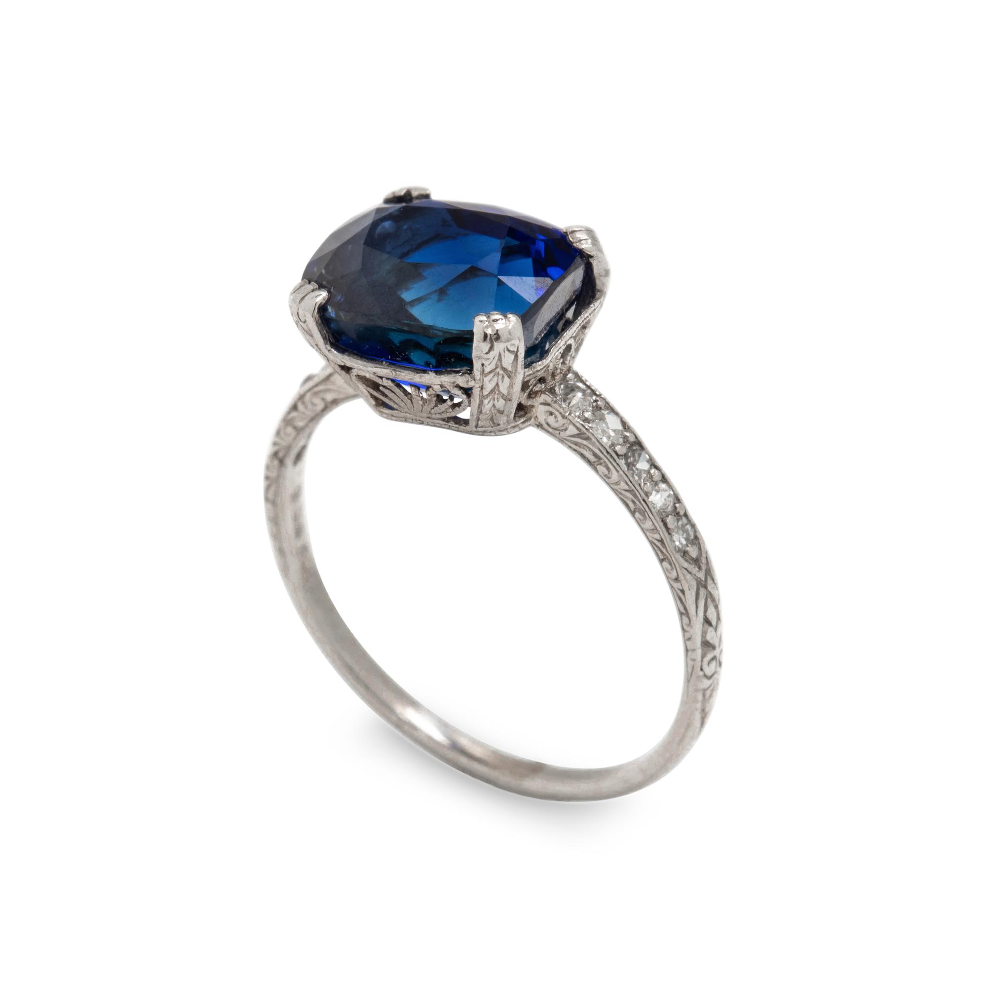 BLACK, STARR & FROST, ART DECO, BURMA SAPPHIRE AND DIAMOND RING