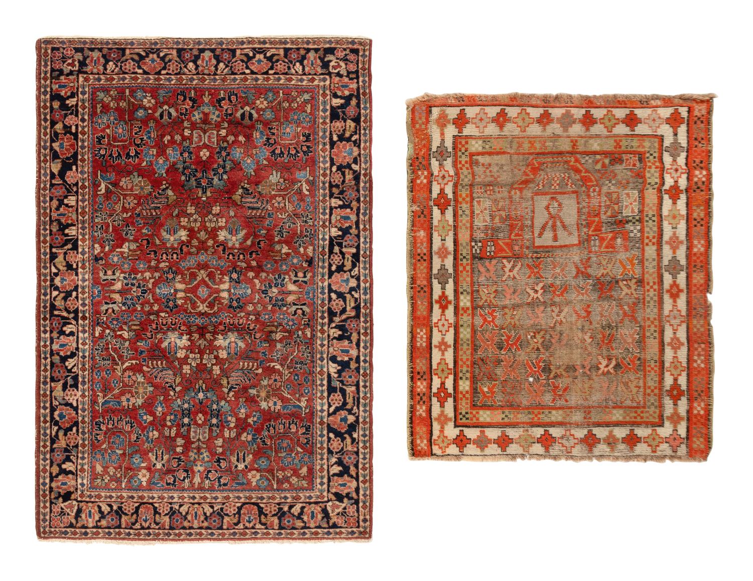 A Sarouk Mat and a Caucasian Mat
