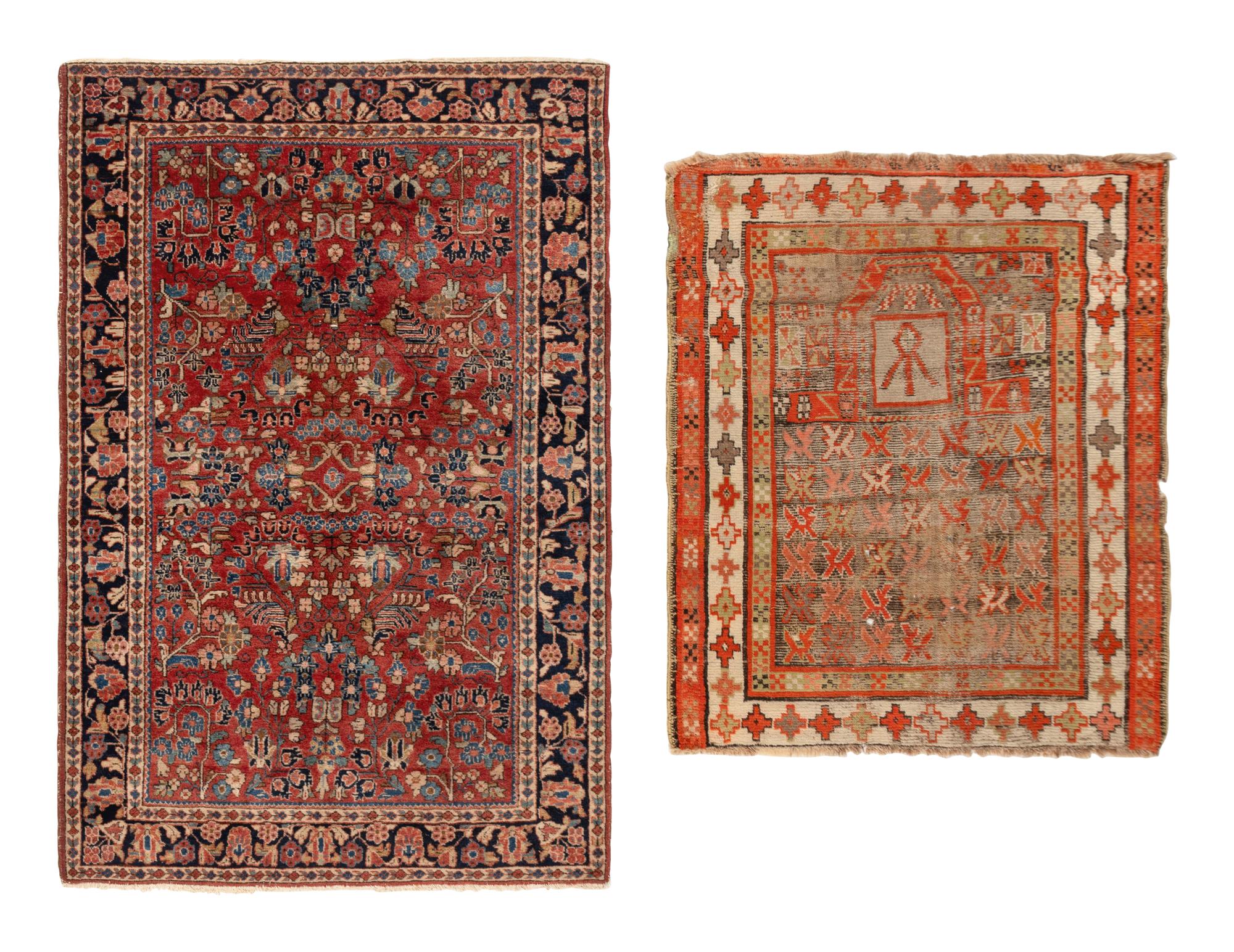 A Sarouk Mat and a Caucasian Mat