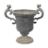 A Group of Six Cast Metal Campagna-Form Jardinières