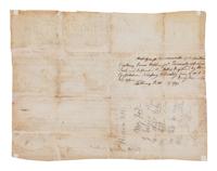 HANCOCK, John (1737-1793). Document signed ("John Hancock"), partially printed and accomplished in manuscript, as Governor of Massachusetts, counter-signed by John Avery Jr. as Secretary, docketed on verso by Benjamin Lawin,19 September 1791.