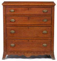 Federal cherrywood four drawer inlaid chest middle atlantic states, circa 1800
