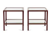 A Pair of Pierre Vandel Lacquer and Glass Side Tables