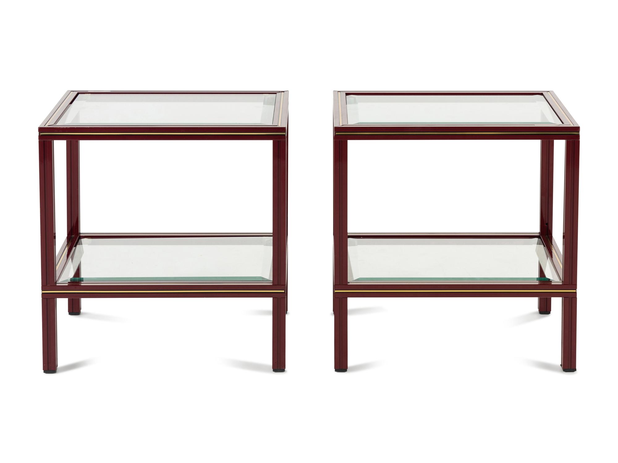 A Pair of Pierre Vandel Lacquer and Glass Side Tables