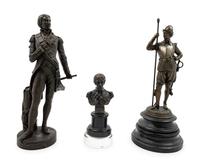 Three Bronze and Patinated Metal Figures