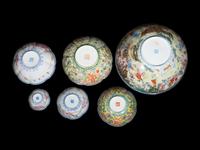 A Set of Six Chinese Famille Rose Eggshell Porcelain Bowls
