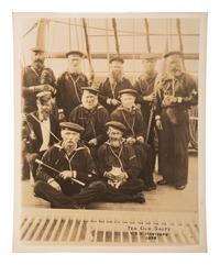 [CIVIL WAR]. 4 photographs of the USS Hartford and crew members, highlighted by CDV & stereoview.