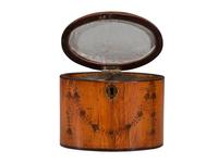 A George III Walnut and Penwork Tea Caddy