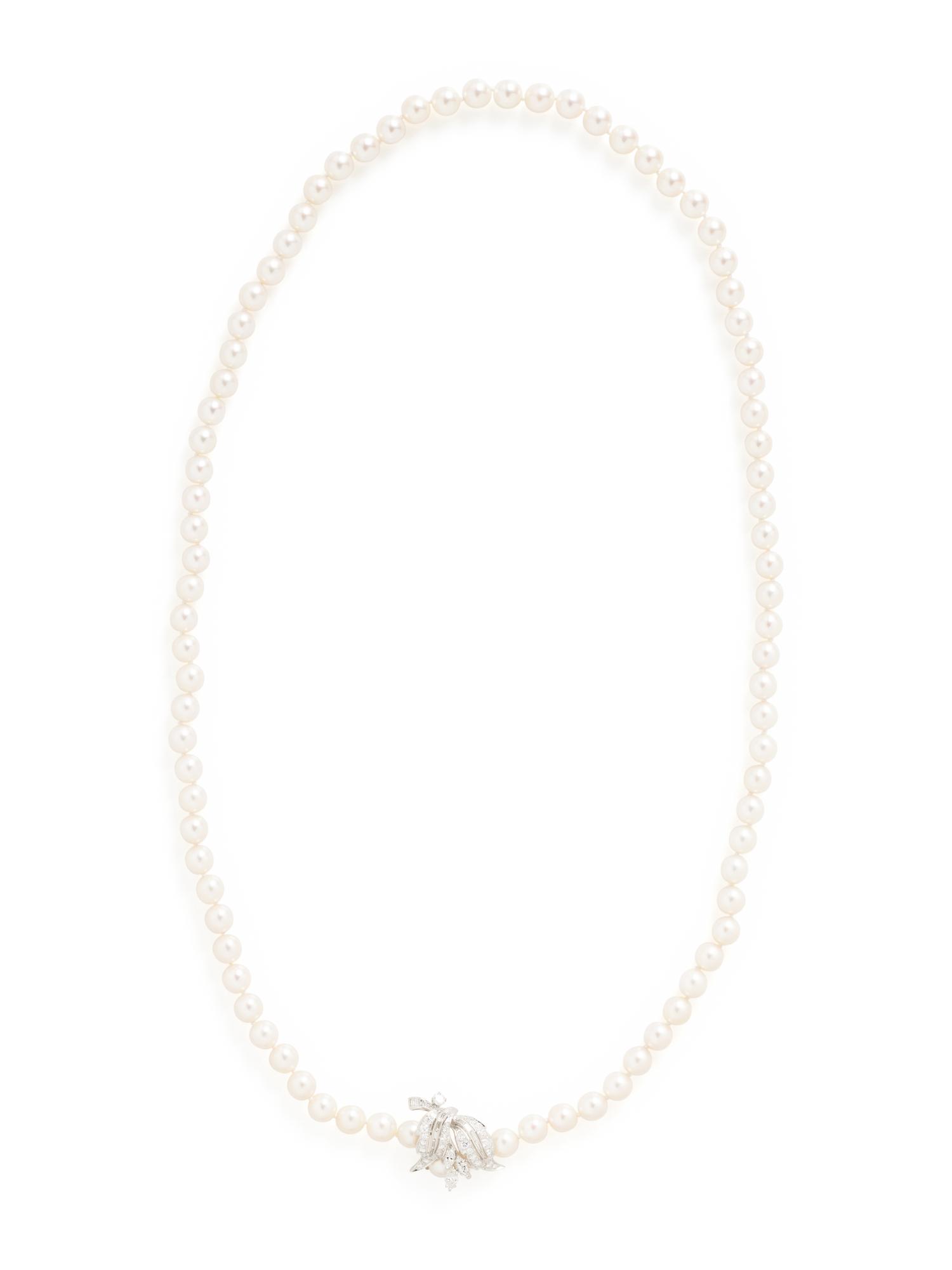 CULTURED PEARL AND DIAMOND NECKLACE