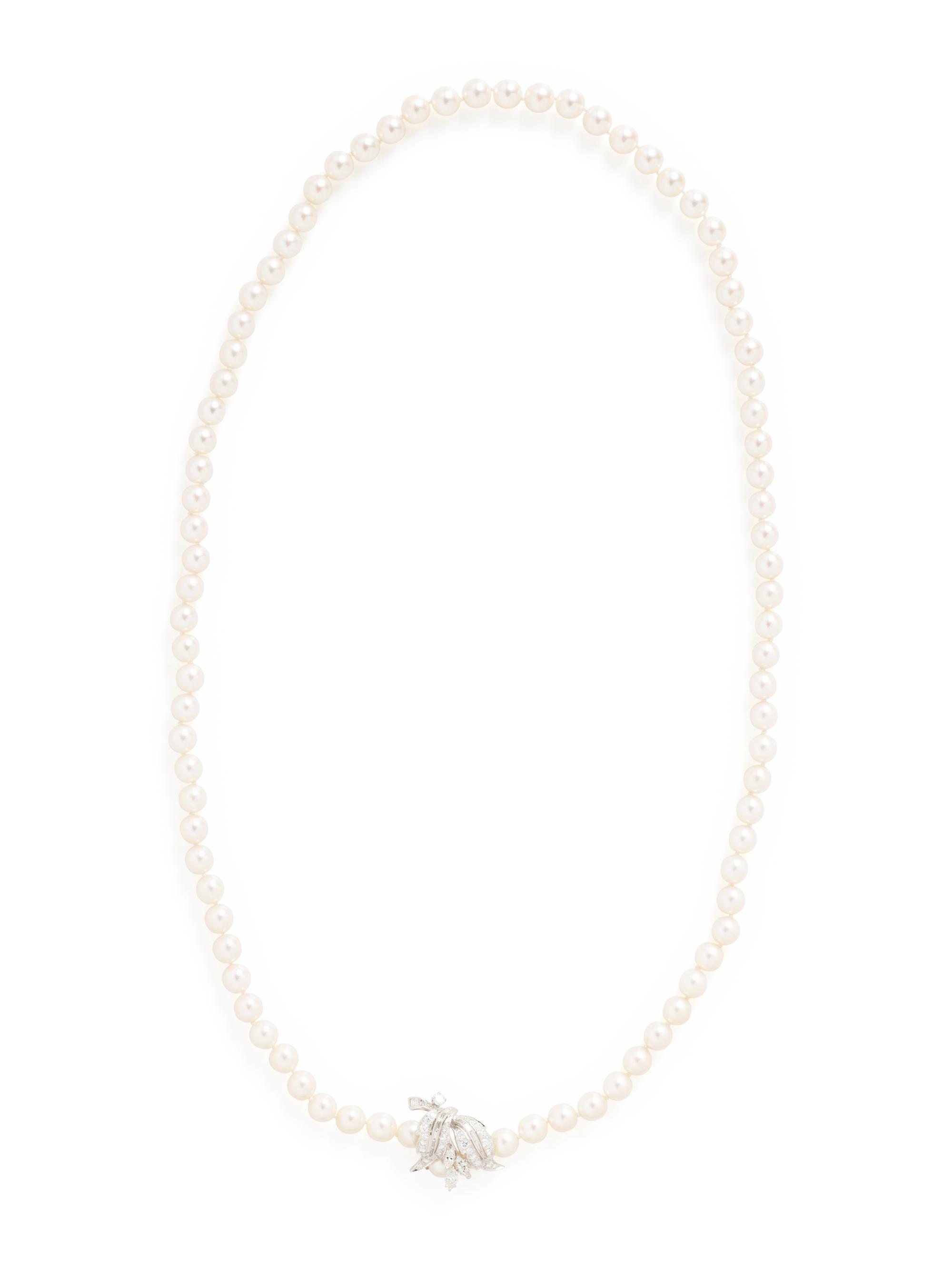 CULTURED PEARL AND DIAMOND NECKLACE