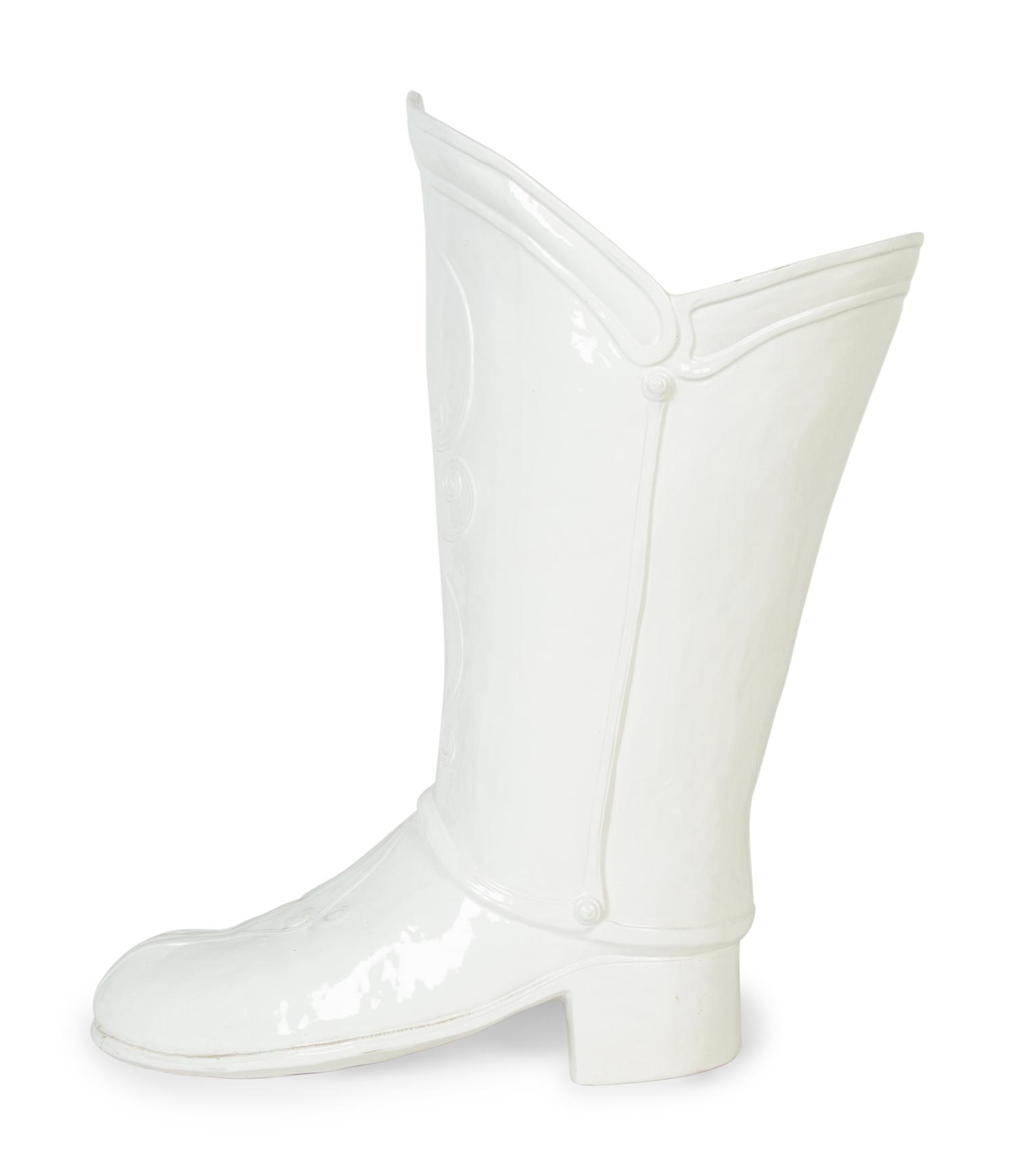 An Italian White-Glazed Earthenware Boot