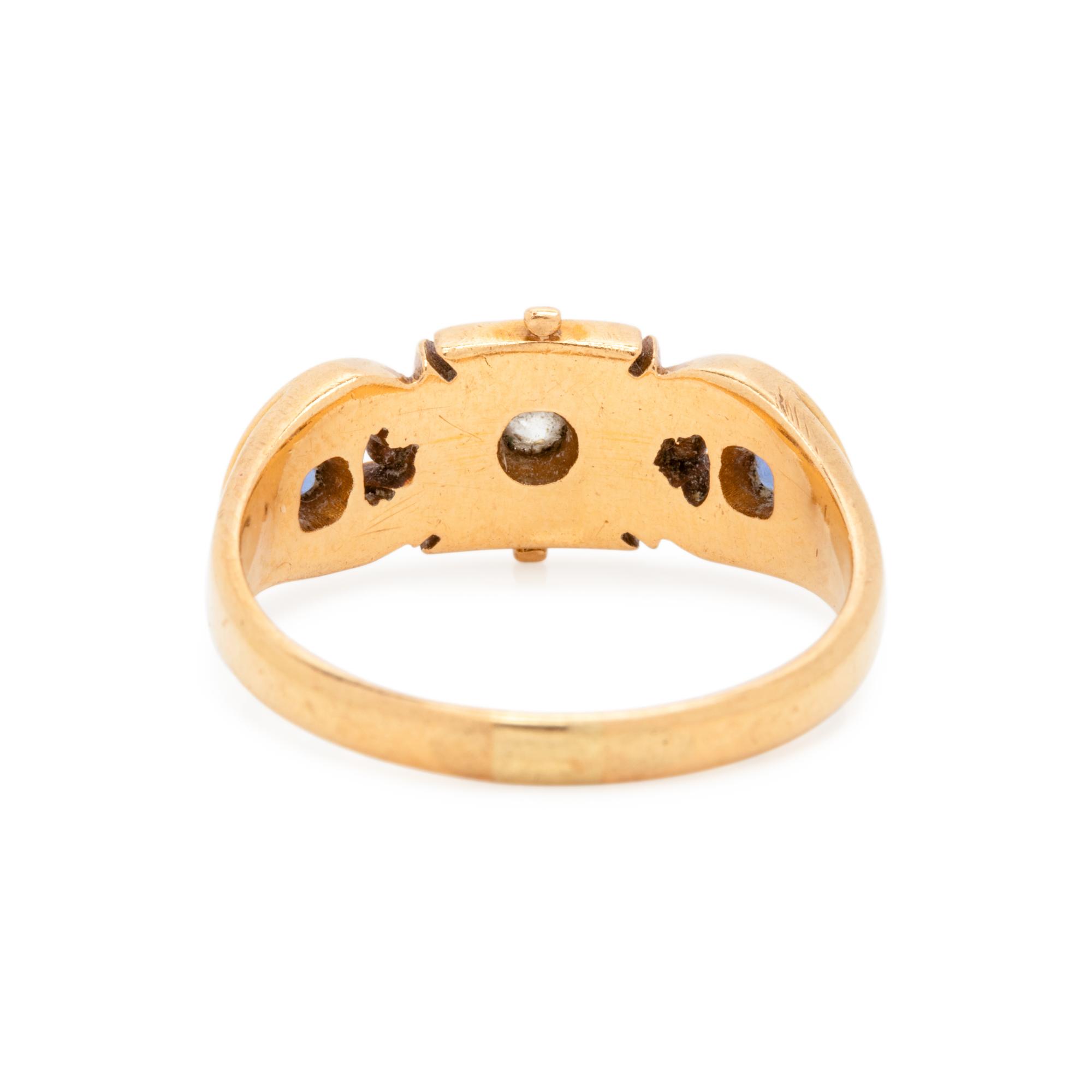 ANTIQUE, YELLOW GOLD, DIAMOND AND SAPPHIRE RING