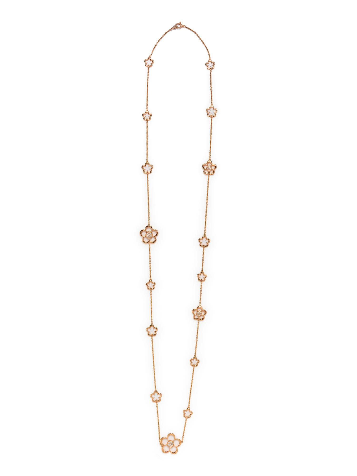 ROSE GOLD AND DIAMOND FLOWER LONGCHAIN NECKLACE