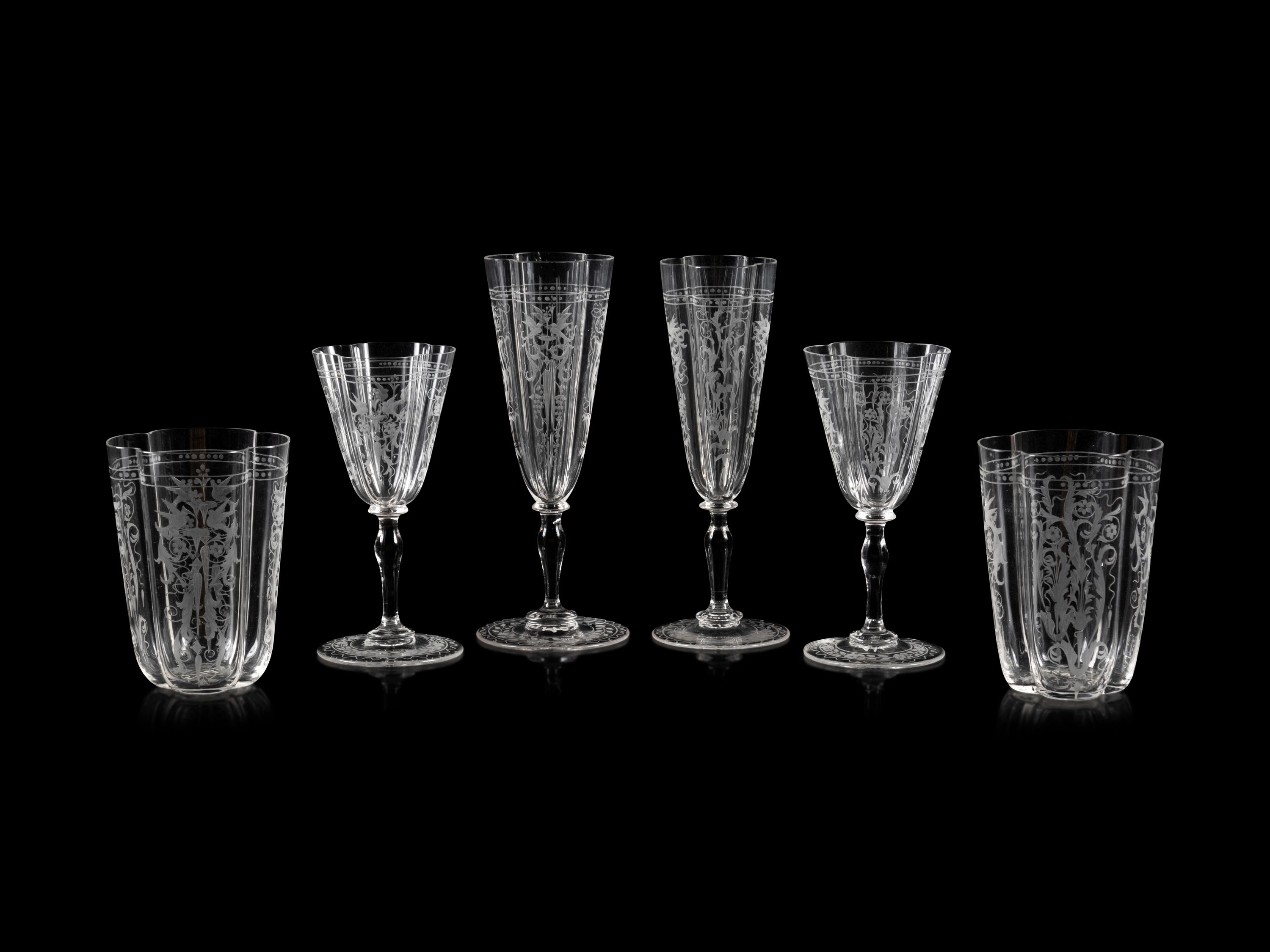A Group of Six Austrian Cut Glass Drinking Articles