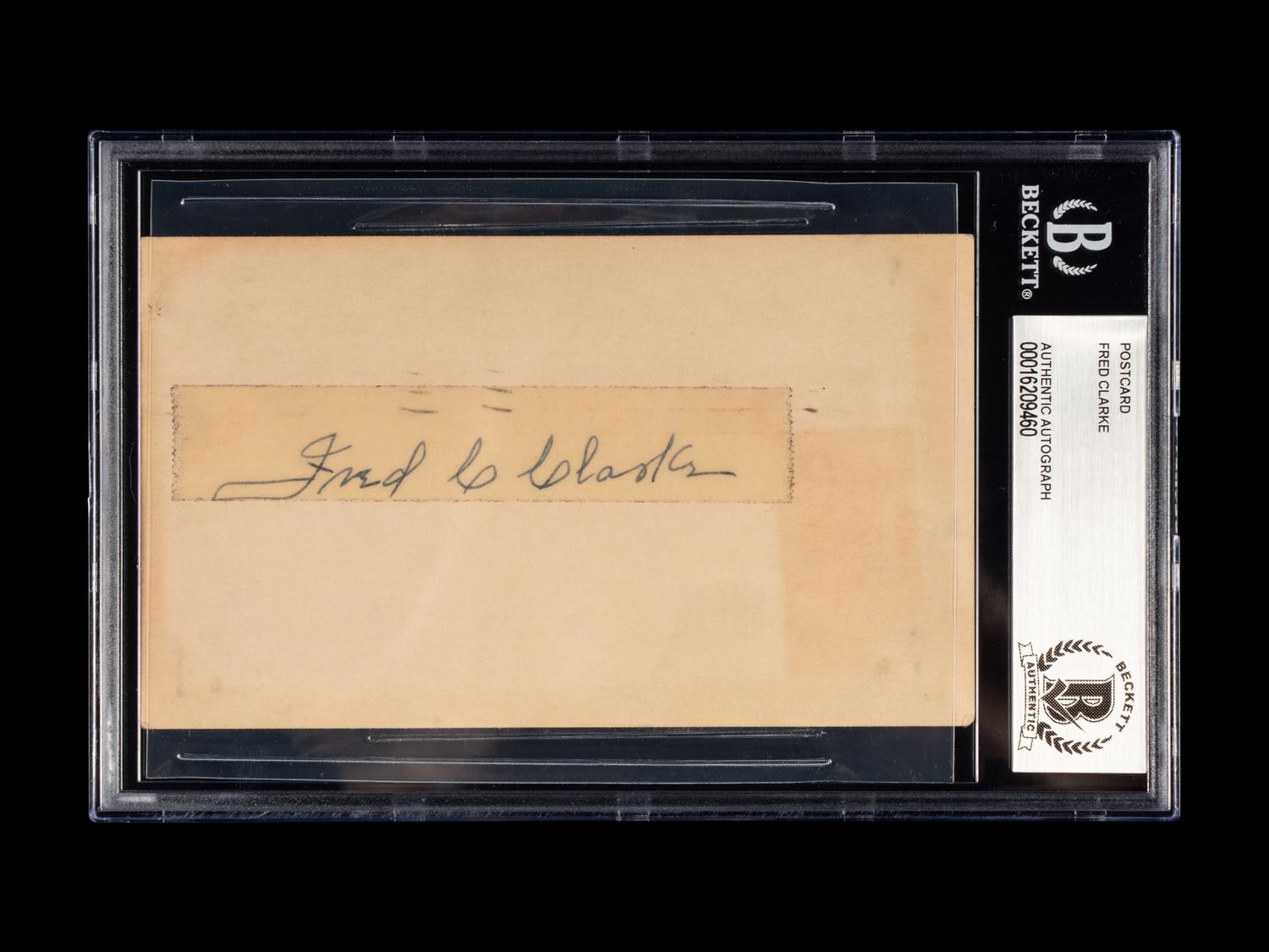 A Fred Clarke Signed Autograph Postcard (Beckett Authentication Services Encapsulated)