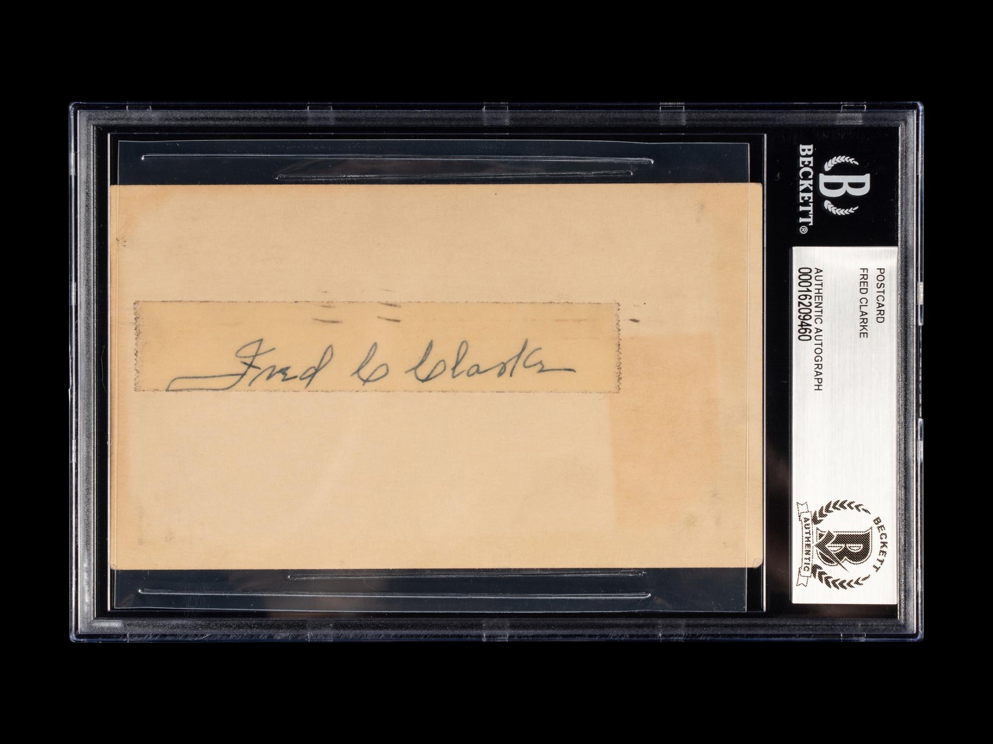A Fred Clarke Signed Autograph Postcard (Beckett Authentication Services Encapsulated)