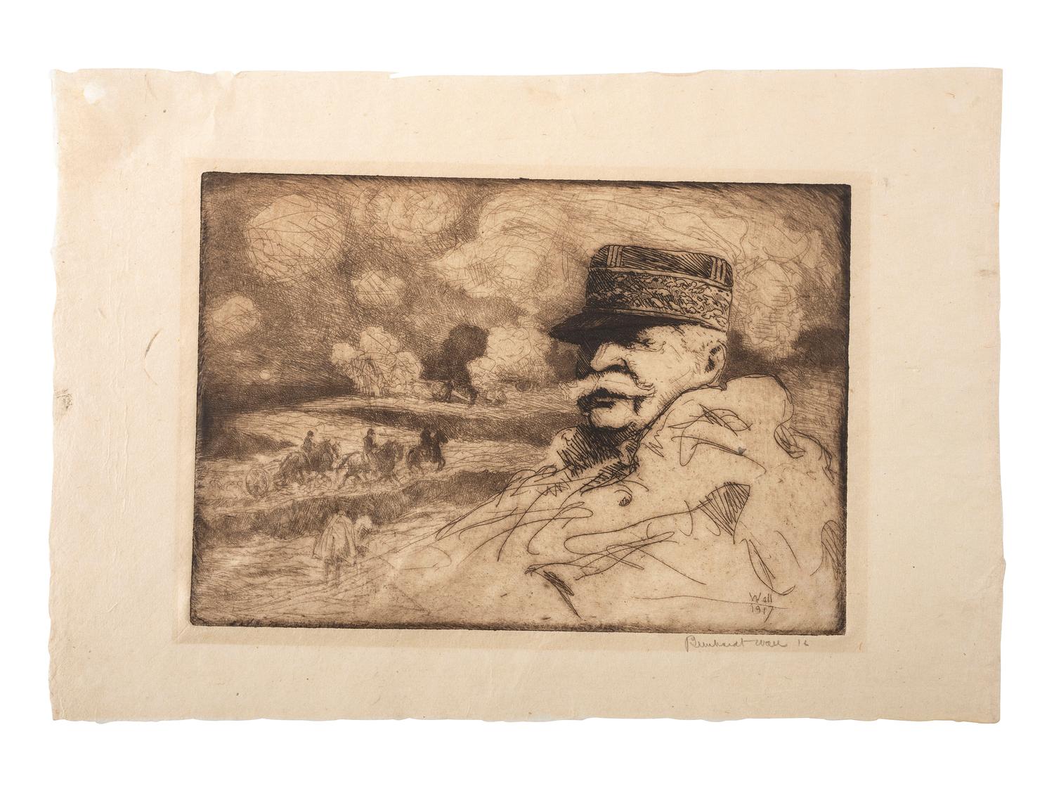 [WORLD WAR I]. WALL, Bernhardt (1872-1956), artist. 3 etchings of John J. Pershing & Joseph Joffrey.