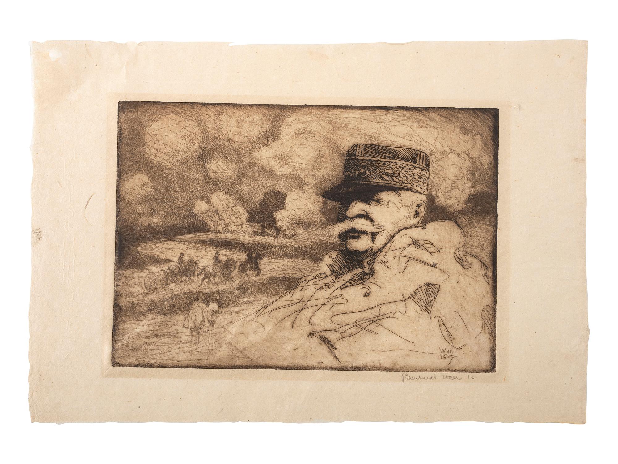 [WORLD WAR I]. WALL, Bernhardt (1872-1956), artist. 3 etchings of John J. Pershing & Joseph Joffrey.