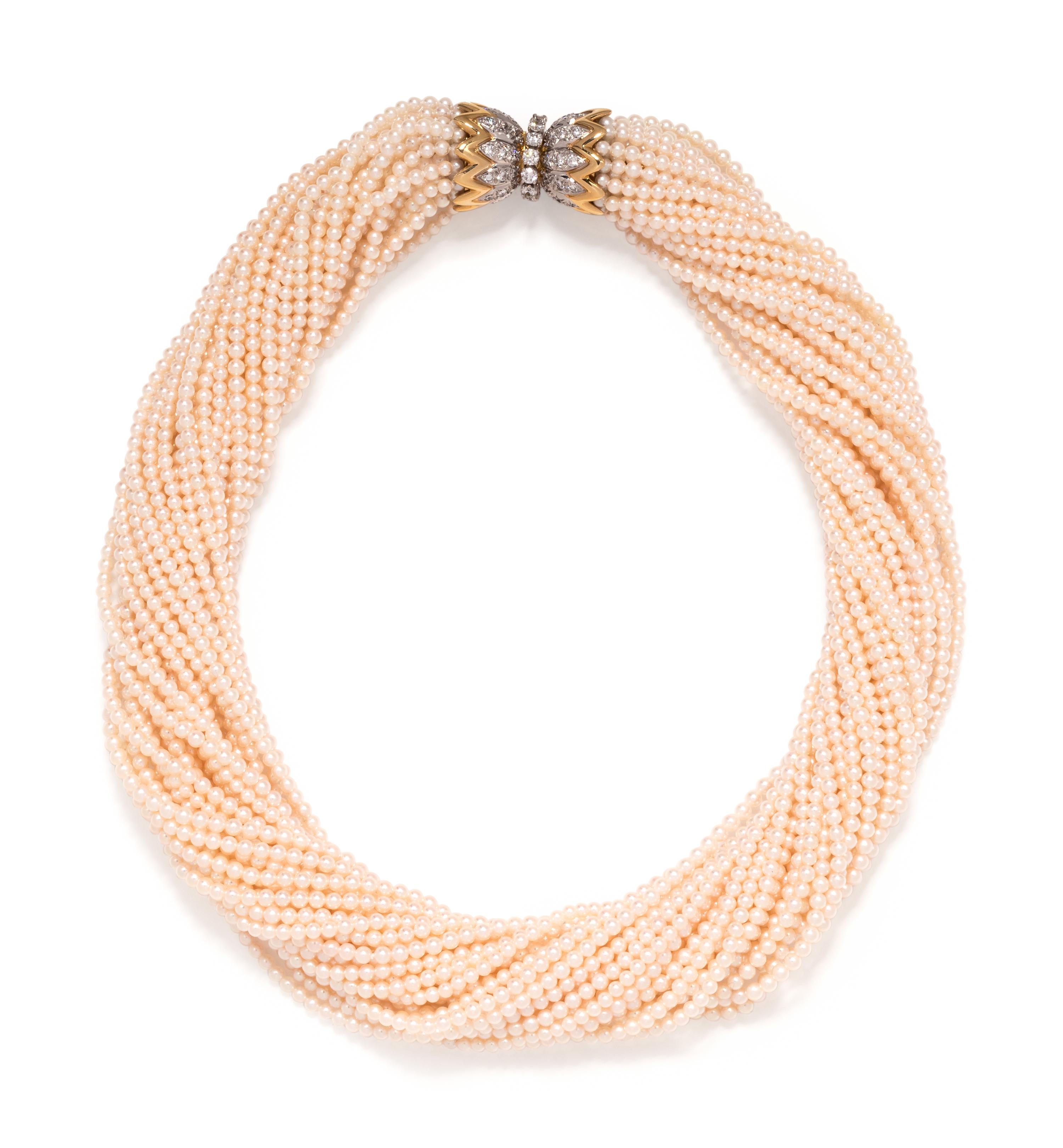 TIFFANY & CO., SCHLUMBERGER, CULTURED PEARL AND DIAMOND TORSADE NECKLACE