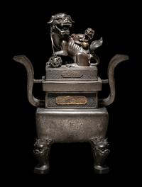 A Chinese Bronze 'Lion' Incense Burner